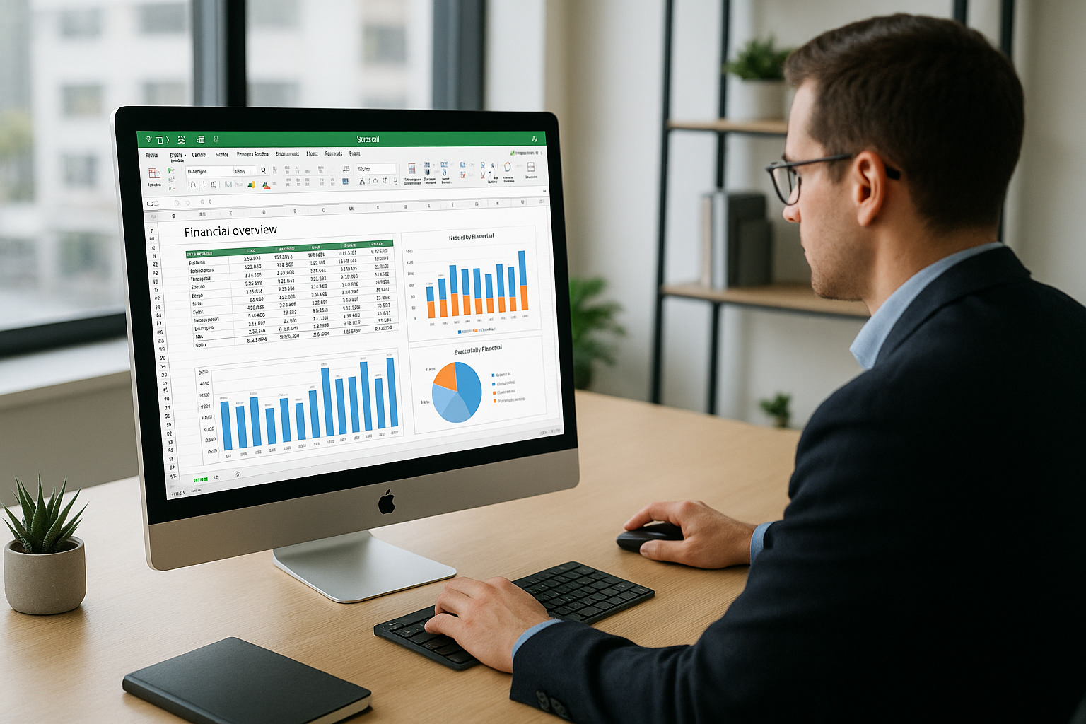 excel for Mac 2024, someone setting in his office and using excel for mac