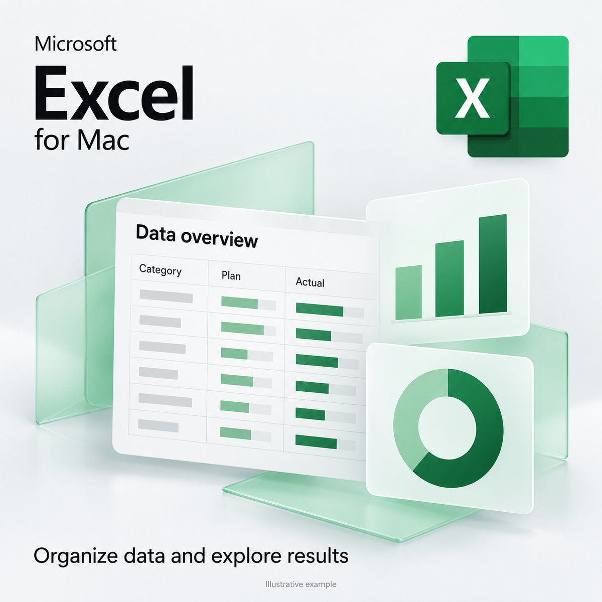 Excel for Mac - illustrative example of spreadsheets and charts