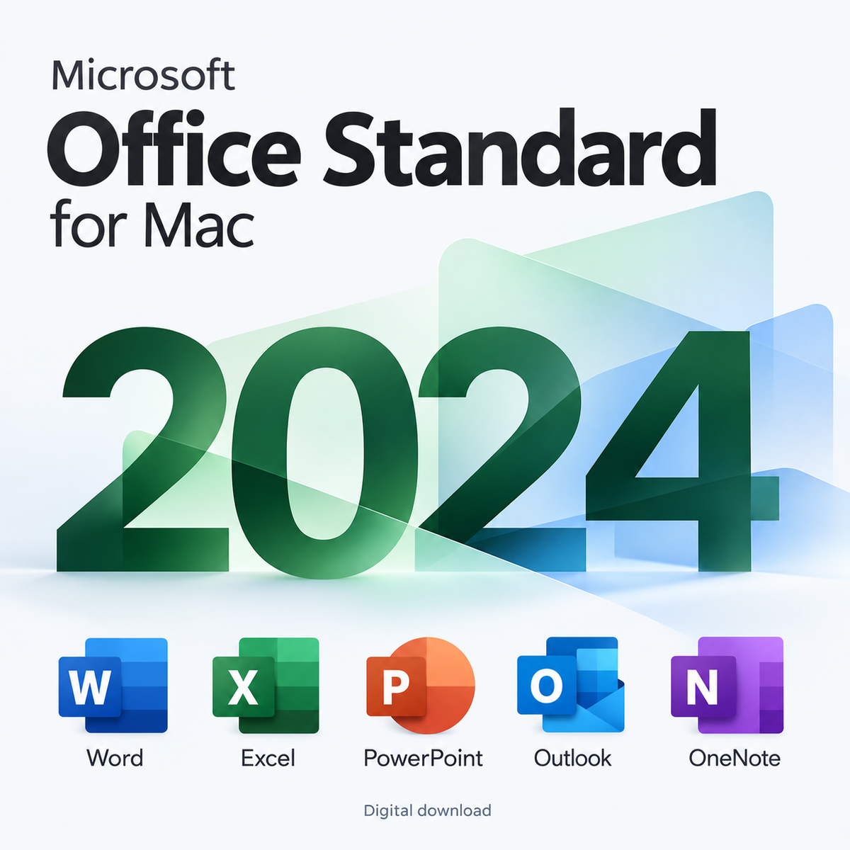 Microsoft Office Standard for Mac 2024 digital download with Word, Excel, PowerPoint, Outlook and OneNote