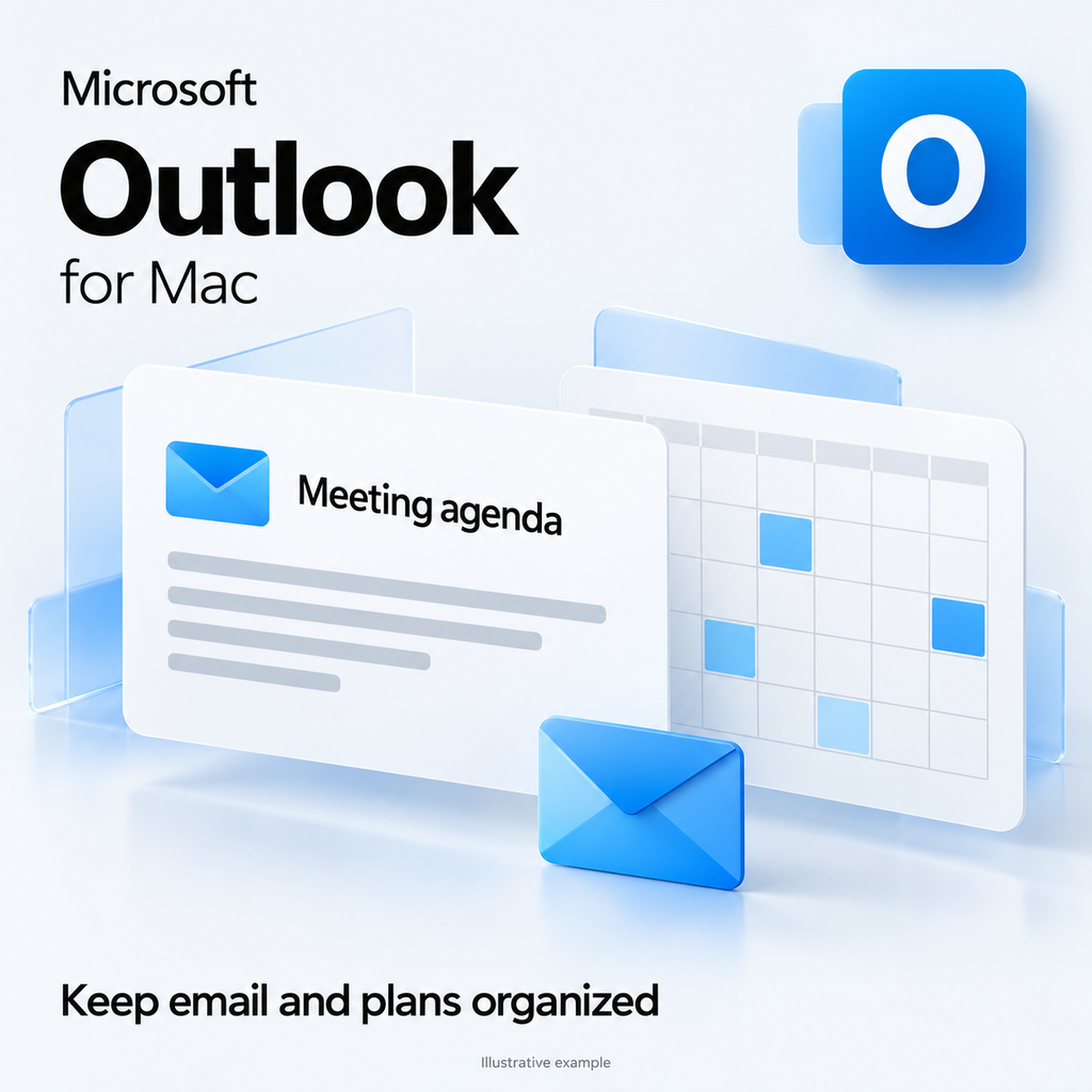 Outlook for Mac - illustrative example of email and calendar organization