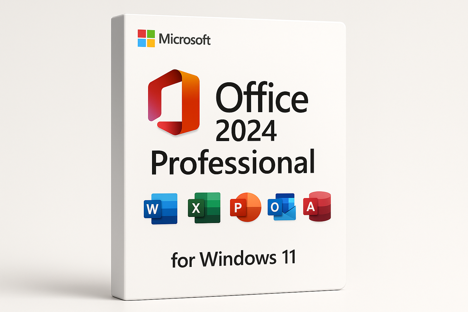 product image for microsoft office 2024 professional, write "for windows 11" include, Word, Excel, PowerPoint, Outlook, Access